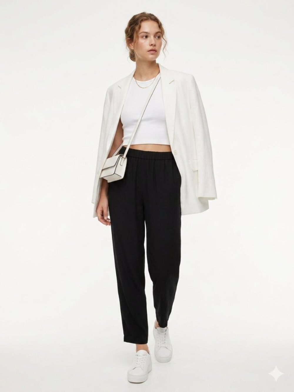 *Babaton Black High Waist Jogger Pants Cropped Ankle Stretch XS